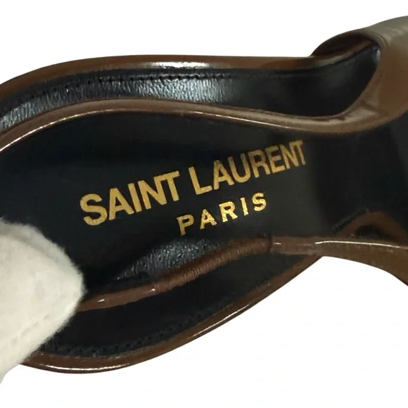 Authentic Saint Laurent Vendome Brown Patent Leather Slingback Heels! COA! - Picture 14 of 16